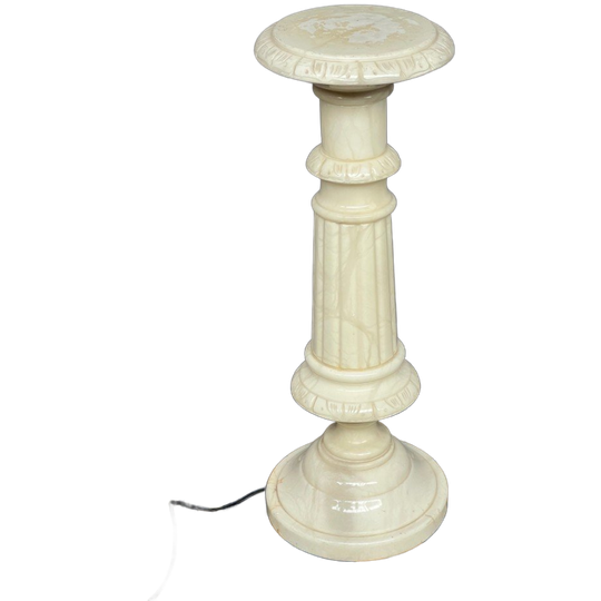 Console Met Verlichting Van Zacht Albast Marmer. 1