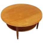 Vintage Mid Century Houten Salontafel, Rond thumbnail 1