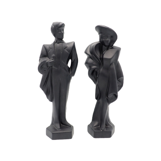 Jaren 80 Zwart Art Deco Paar 1