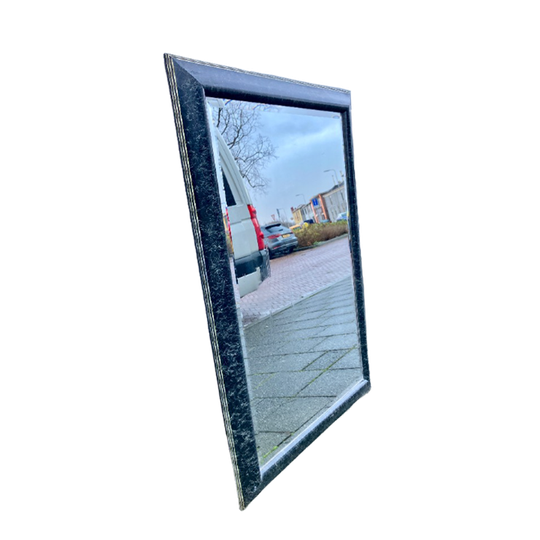 Facet Geslepen Spiegel Zwart Gemarmerd Met Gouden Bies 78 X 120 Cm - Reliving 1
