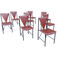 Set Van 8 Vintage Postmodern Leren Eetkamerstoelen