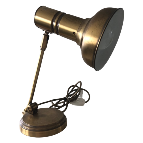 Vintage Metalen Bureaulamp Goudmessing Kleur