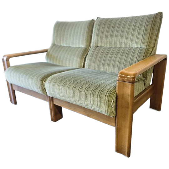 Vintage Zachtgroene Tweezit / Zetel / Fauteuil 1