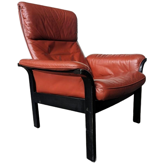 Vintage Lounge Chair G-mobel Leer/ Hout 1