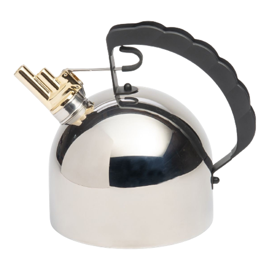 Kettle / Teapot - Richard Sapper For Alessi - Stainless Steel With Brass Whistle 1
