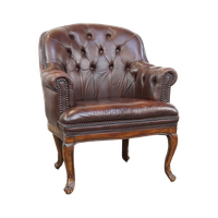 Klassieke En Charmante, Correct Afgewerkte Rundleren Engelse Chesterfield Armchair