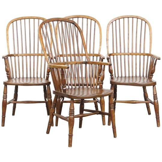 Leuke En Tijdloze Set Van 4 Antieke Engelse Windsor Stickback Chairs Uit De 19e 1