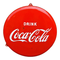 Origineel Hollandse Emaille Coca Cola Button, Emrec Eemnes.