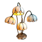 Antieke Art Nouveau Tiffany Lamp Waterlelie In Brons thumbnail 1