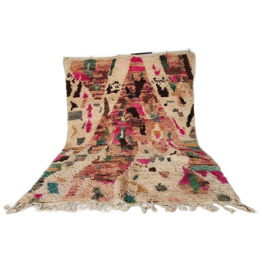 Vintage Boujaad Vloerkleed 300x200 Cm – Handgeknoopt Marokkaans Berber Tapijt – Crème Wol Met Roze En Aardetinten 1