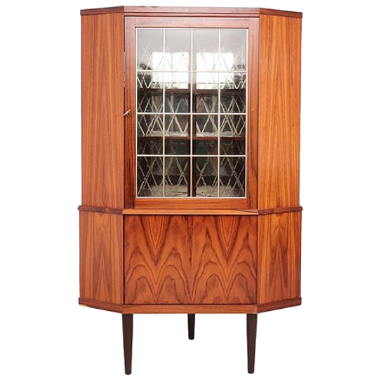 Deens Hoek Vitrine Kast, 1960s 1