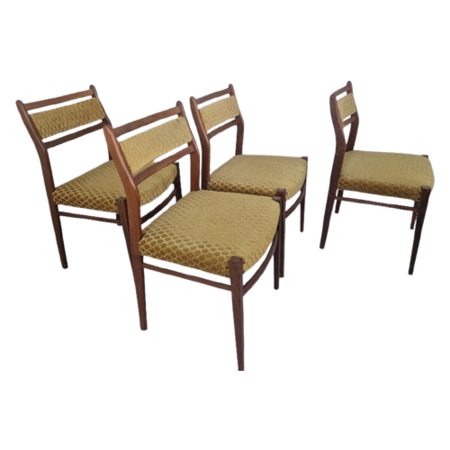 4 Vintage Deense Teak Houten Stoelen Design