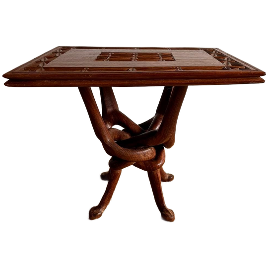 Afrikaans Houtsnijwerk Tafel Vintage 1