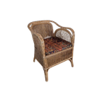 Vintage Rotan Fauteuil Boho Stijl Met Kussen thumbnail 1