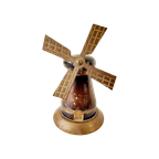 Antieke Spaarpot Molen Koper En Hout thumbnail 1