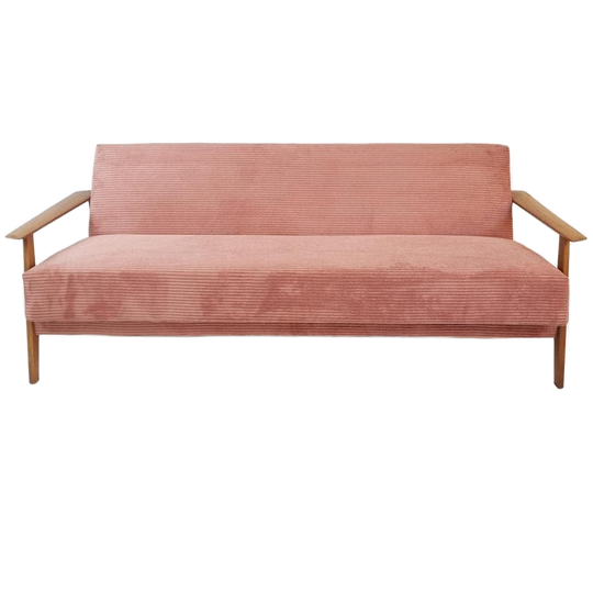 Vintage Roze Slaapbank | Teakhout Roze Rib Bank 1