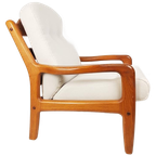 Vintage Deense Dyrlund Fauteuil Nieuw Gestoffeerd Off White thumbnail 1