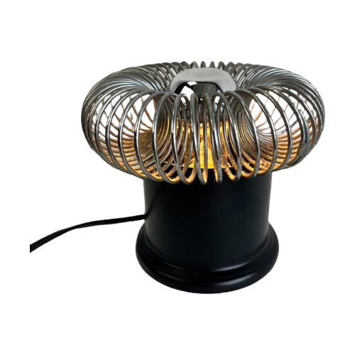 Vintage Mini Tafellamp Met Zwarte Voet / Chroom Spiraal