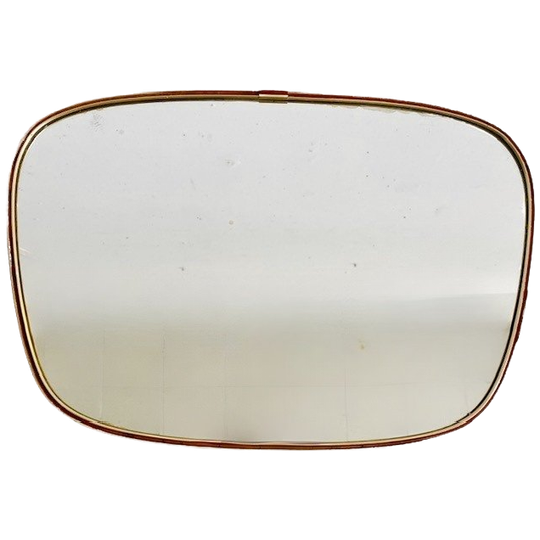 Vintage Mid-century Retro Asymmetrische Metalen Gouden Spiegel 1950’s 1