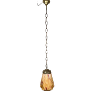 Art Deco Gemarmerde Opaline Hanglamp