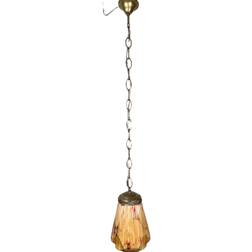 Art Deco Gemarmerde Opaline Hanglamp