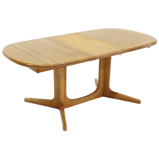 Vintage Deense Ovalen Uitschuifbare Eettafel Tafel Massief Hout 1
