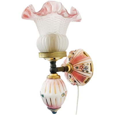 Barok Capodimonte Wandlamp Porselein Goud Roze