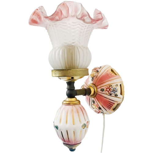 Barok Capodimonte Wandlamp Porselein Goud Roze