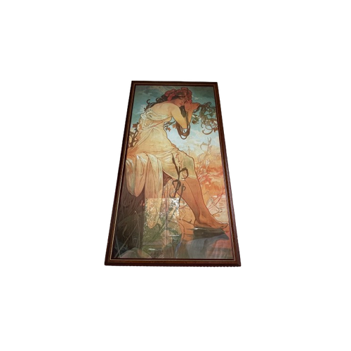 Grote Ingelijste Alphonse Mucha Print, Prachtige Zomerse Dame