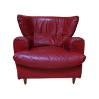 Rood Leren Lounge Fauteuil Door Calia Italia, 1990S thumbnail 1