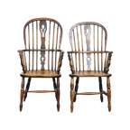 Set Van 2 Prachtige, Antieke Engelse Highback Windsor Eetkamerstoelen thumbnail 1