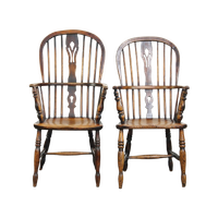 Set Van 2 Prachtige, Antieke Engelse Highback Windsor Eetkamerstoelen
