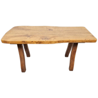 Vintage Brutalist Boomstam Bank Bijzettafel Side Table Eiken