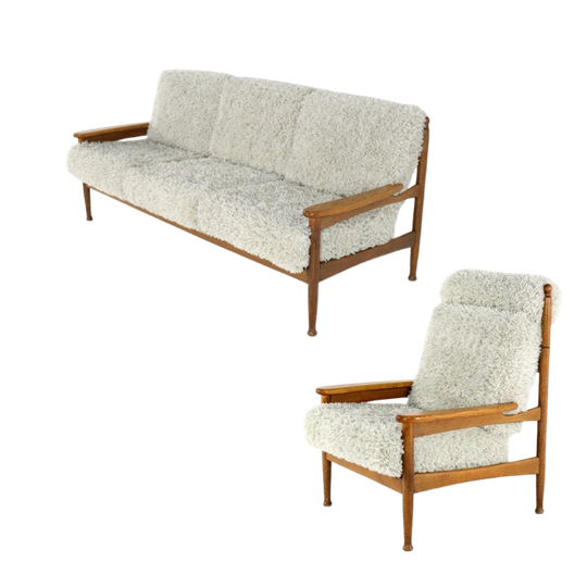 Fluffy Bank + 2 Fauteuil 'sliedrecht' Vintage 1