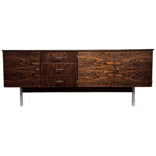 Vintage Midcentury Palissander Dressoir Sideboard Met Chroom 1