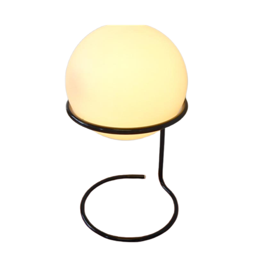 Vintage Tafellamp Dressoir Lamp Jaren 60 / 70 Bol Melkglas 1