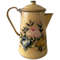 Vintage Haïti Grote Sier Theepot Met Beide Kanten Rozen Dessin