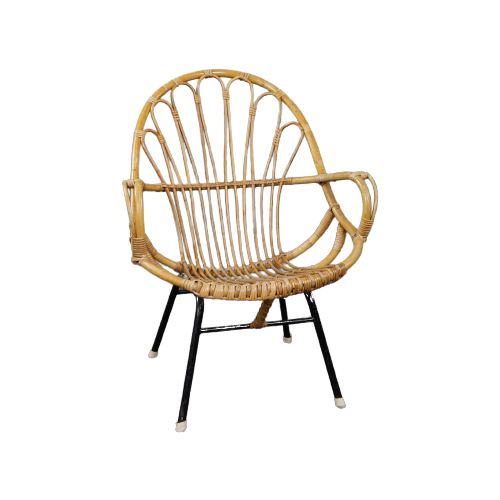 Rotan Fauteuil Met Armleuningen, Dutch Design, 1960