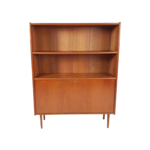 Vintage Deense Teak Houten Klepkast | Wandkast | Kast