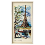 Mid-century Waterverf Schilderij Parijs Eiffeltoren Arno 1970’s thumbnail 1