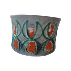 Vintage Bloempot Oranje Groen thumbnail 1