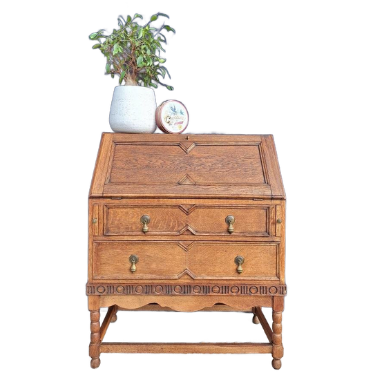 Vintage Eiken Secretaire / Bureau 1