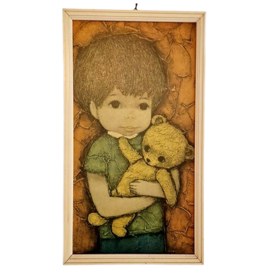Jaren 70 Vintage Schilderij Druk Prent 1