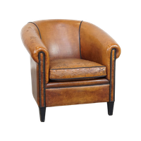 Karaktervolle Schapenleren Clubfauteuil Met Een Stoere, Sleetse Uitstraling En Een Mooi Patina