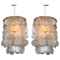 Set Van 2 Capiz Schelpen Lampen Hanglampen Parelmoer Opaline