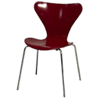 Fritz Hansen Vlinderstoel Arne Jacobsen Vintage Bordeauxrood thumbnail 1