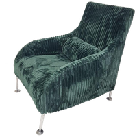Vintage Design Fauteuil Groene Rib Diepe Zit Nieuwe Stof