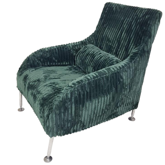 Vintage Design Fauteuil Groene Rib Diepe Zit Nieuwe Stof 1