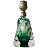 Mid-century Lampenvoet Groen Glas Val Saint Lambert 1950’s