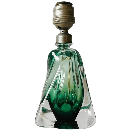 Mid-century Lampenvoet Groen Glas Val Saint Lambert 1950’s 1